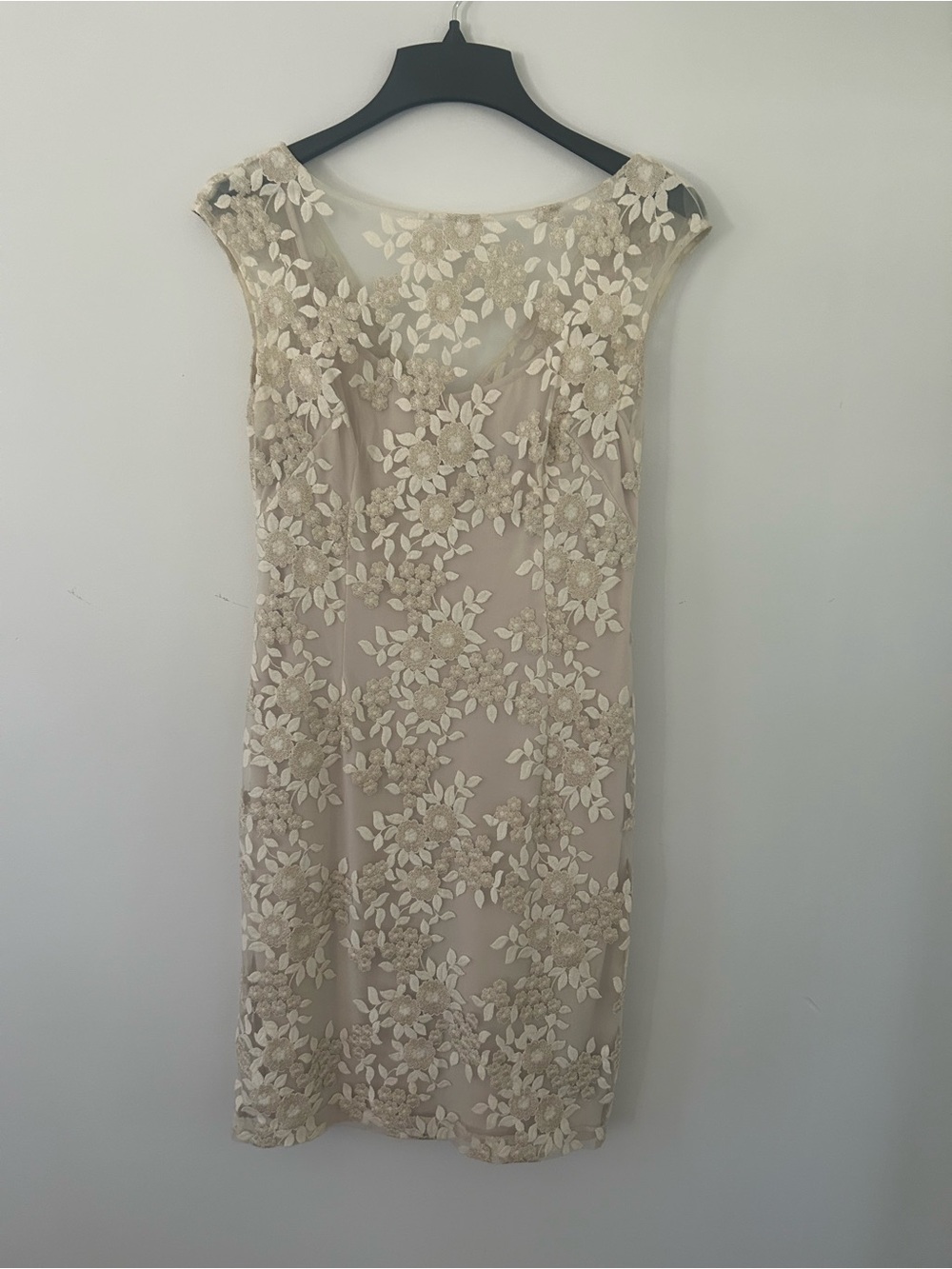 Lauren Ralph Lauren Cream Lace-Accent Dress